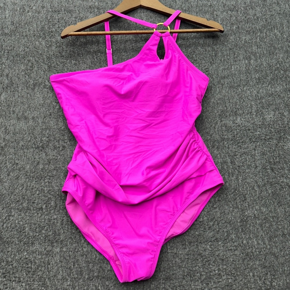 Kathy Ireland‎ Swimsuit Size XL One Shoulder Strappy Hot Pink